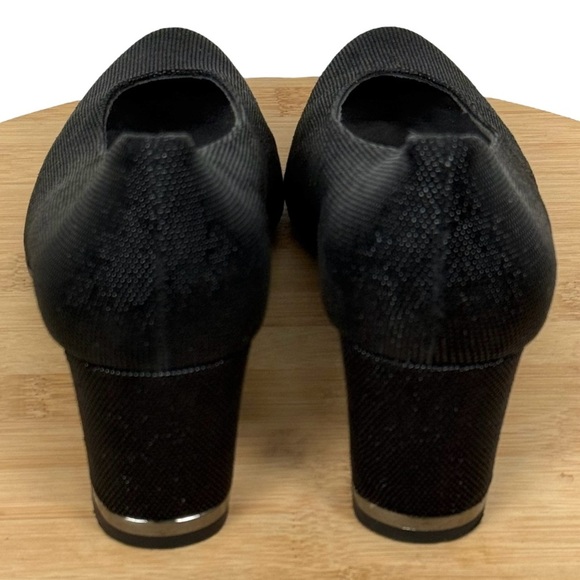 Stuart Weitzman Black Goosebump Leather Block Heel with Metal Trim Size 9 M - Picture 7 of 14